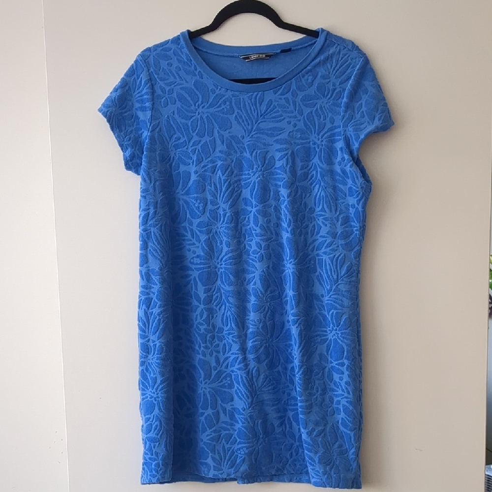 Lands' End Blue Floral Mini Dress